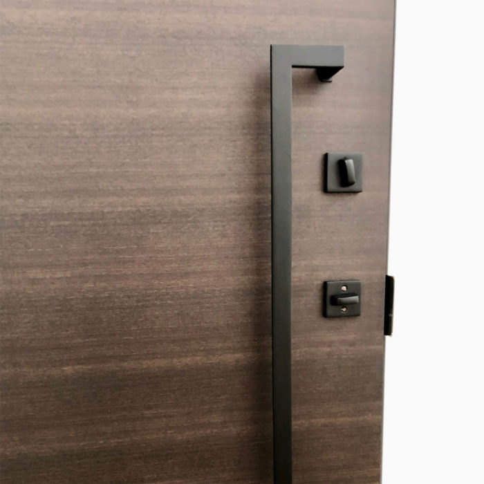 Matte black front door handle