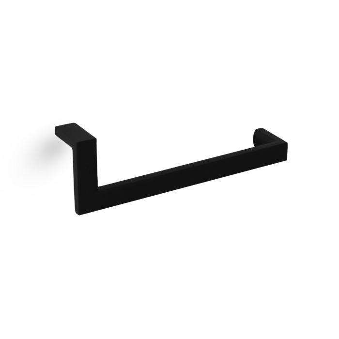 Matte black modern cabinet door pull - product featured image - 5 inch 128 mm length - product SKU J 101 BBL