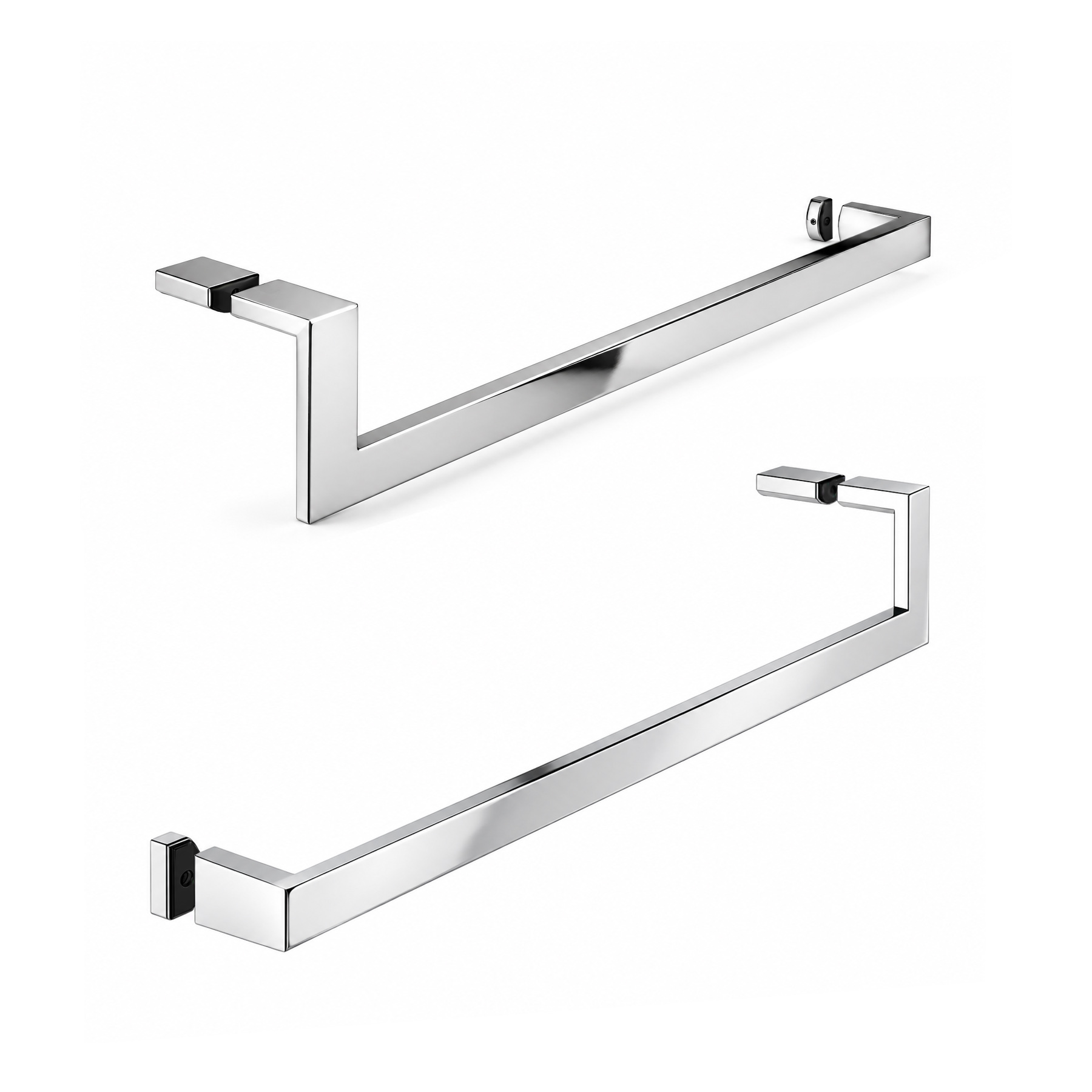 JWL J and L profile glass door towel bar with pull knob, stainless steel