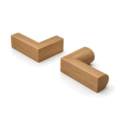 Solid white oak L-shaped cabinet knob, D profile, clear finish – JWL Hardware